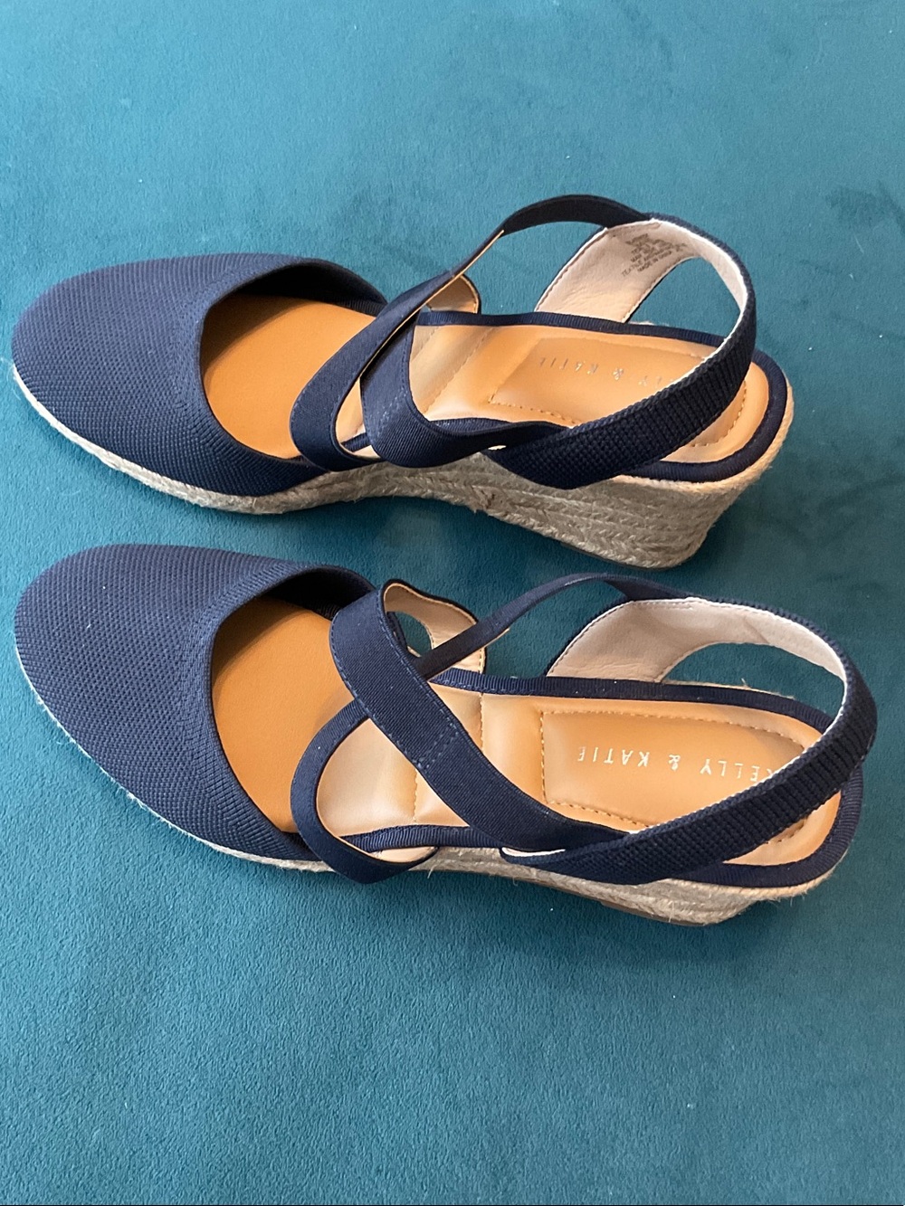 Kelly & Katie Navy Crisscross Slingback Espadrille Wedges
